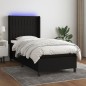 vidaXL Cama box spring colchón y luces LED tela negro 90x190 cm vidaXL Cama box spring colchón y luces LED tela negro 90x190 cm