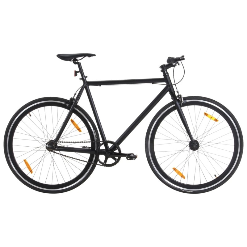 vidaXL Bicicleta de piñón fijo negro 700c 55 cm
