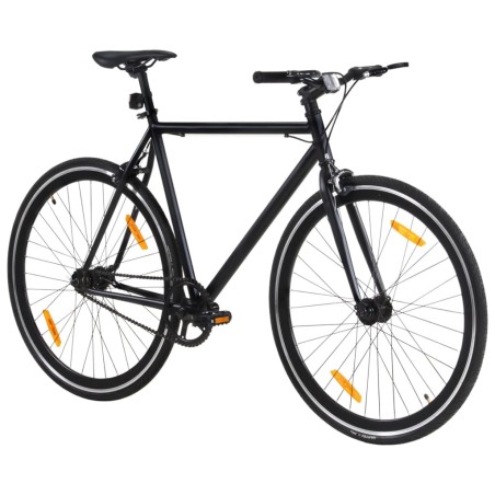 vidaXL Bicicleta de piñón fijo negro 700c 55 cm