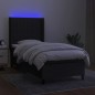 vidaXL Cama box spring colchón y luces LED tela negro 90x190 cm vidaXL Cama box spring colchón y luces LED tela negro 90x190 cm