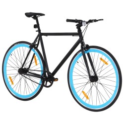 vidaXL Bicicleta de piñón fijo negro y azul 700c 55 cm