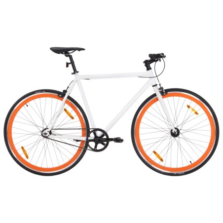 vidaXL Bicicleta de piñón fijo blanco y naranja 700c 55 cm