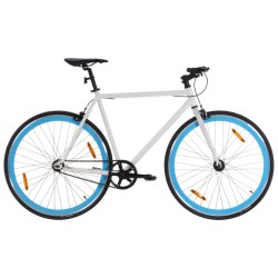 vidaXL Bicicleta de piñón fijo blanco y azul 700c 55 cm
