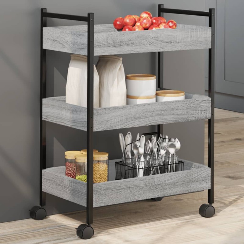 vidaXL Carrito de cocina madera de ingeniería gris Sonoma 50x30x70 cm vidaXL Carrito de cocina madera de ingeniería gris Sonoma 50x30x70 cm