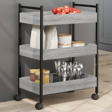 vidaXL Carrito de cocina madera de ingeniería gris Sonoma 50x30x70 cm