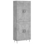 vidaXL Aparador alto madera contrachapada gris hormigón 69,5x34x180 cm