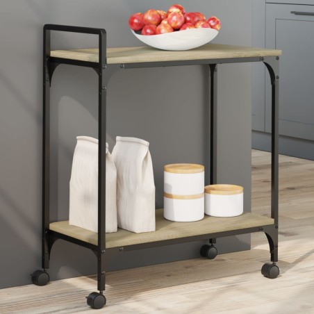 vidaXL Carrito de cocina madera ingeniería roble Sonoma 60,5x31x72,5cm