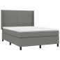 vidaXL Cama box spring colchón y luces LED tela gris oscuro 140x190 cm