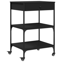 vidaXL Carrito de cocina de madera de ingeniería negro 60x48x89,5 cm