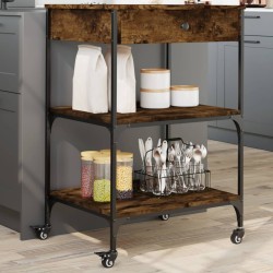 vidaXL Carrito de cocina madera ingeniería roble ahumado 60x48x89,5 cm