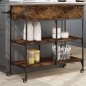 vidaXL Carrito de cocina madera ingeniería roble ahumado 105x42x95 cm vidaXL Carrito de cocina madera ingeniería roble ahumado 105x42x95 cm