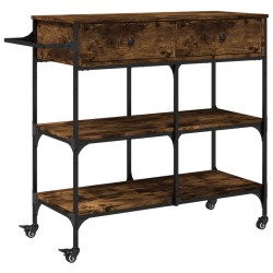 vidaXL Carrito de cocina madera ingeniería roble ahumado 105x42x95 cm