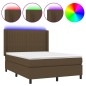 vidaXL Cama box spring colchón luces LED tela marrón oscuro 140x190 cm vidaXL Cama box spring colchón luces LED tela marrón oscuro 140x190 cm