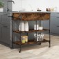 vidaXL Carrito de cocina madera ingeniería roble ahumado 105x42x95 cm vidaXL Carrito de cocina madera ingeniería roble ahumado 105x42x95 cm