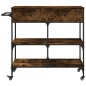 vidaXL Carrito de cocina madera ingeniería roble ahumado 105x42x95 cm vidaXL Carrito de cocina madera ingeniería roble ahumado 105x42x95 cm