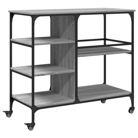 vidaXL Carrito de cocina madera ingeniería gris Sonoma 100x45x89,5 cm