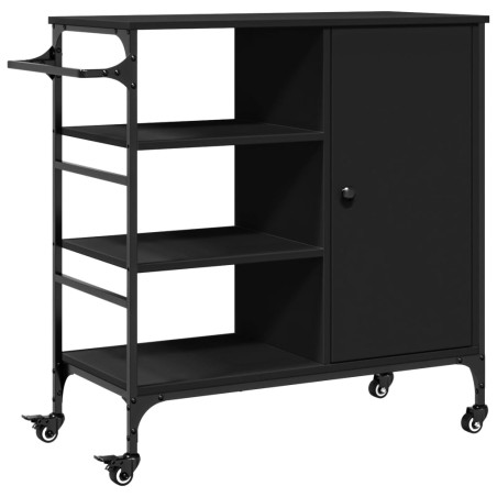 vidaXL Carrito de cocina madera de ingeniería negro 87,5x38,5x84,5 cm
