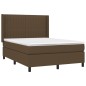 vidaXL Cama box spring colchón luces LED tela marrón oscuro 140x190 cm vidaXL Cama box spring colchón luces LED tela marrón oscuro 140x190 cm