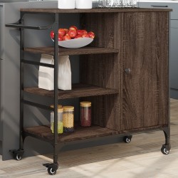 vidaXL Carrito de cocina de madera marrón roble 87,5x38,5x84,5 cm