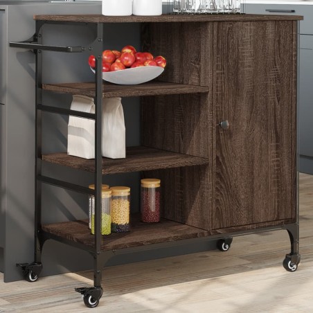 vidaXL Carrito de cocina de madera marrón roble 87,5x38,5x84,5 cm