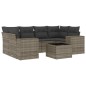 vidaXL Set de sofás de jardín 7 piezas con cojines ratán PE gris vidaXL Set de sofás de jardín 7 piezas con cojines ratán PE gris