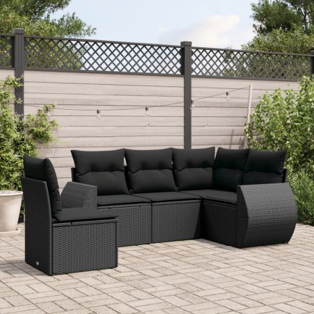 vidaXL Set de muebles de jardín 5 pzas y cojines ratán sintético negro
