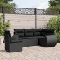 vidaXL Set de muebles de jardín 5 pzas y cojines ratán sintético negro vidaXL Set de muebles de jardín 5 pzas y cojines ratán sintético negro