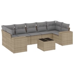vidaXL Juego de sofás de jardín con cojines beige 8 pzas ratán PE