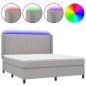 vidaXL Cama box spring colchón y luces LED tela gris claro 160x200 cm vidaXL Cama box spring colchón y luces LED tela gris claro 160x200 cm