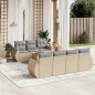 vidaXL Juego de sofás de jardín con cojines beige 8 pzas ratán PE
