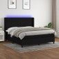 vidaXL Cama box spring colchón y luces LED tela negro 160x200 cm vidaXL Cama box spring colchón y luces LED tela negro 160x200 cm
