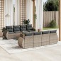 vidaXL Set de muebles de jardín 9 pzas y cojines ratán sintético gris vidaXL Set de muebles de jardín 9 pzas y cojines ratán sintético gris