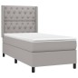 vidaXL Cama box spring colchón y luces LED tela gris claro 80x200 cm vidaXL Cama box spring colchón y luces LED tela gris claro 80x200 cm