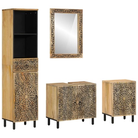 vidaXL Conjunto de muebles de baño 4 piezas madera maciza de mango