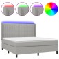 vidaXL Cama box spring colchón y luces LED tela gris claro 180x200 cm vidaXL Cama box spring colchón y luces LED tela gris claro 180x200 cm