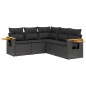 vidaXL Set de muebles de jardín 5 pzas y cojines ratán sintético negro vidaXL Set de muebles de jardín 5 pzas y cojines ratán sintético negro