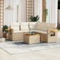 vidaXL Juego de sofás jardín con cojines 6 pzas ratán sintético beige vidaXL Juego de sofás jardín con cojines 6 pzas ratán sintético beige