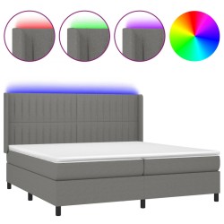 vidaXL Cama box spring colchón y luces LED tela gris claro 200x200 cm