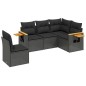 vidaXL Set de muebles de jardín 5 pzas y cojines ratán sintético negro vidaXL Set de muebles de jardín 5 pzas y cojines ratán sintético negro