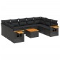vidaXL Set de sofás de jardín 10 pzas cojines ratán sintético negro vidaXL Set de sofás de jardín 10 pzas cojines ratán sintético negro