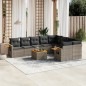 vidaXL Set de sofás de jardín 10 pzas con cojines ratán sintético gris vidaXL Set de sofás de jardín 10 pzas con cojines ratán sintético gris