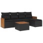vidaXL Set de sofás de jardín 6 piezas y cojines ratán sintético negro vidaXL Set de sofás de jardín 6 piezas y cojines ratán sintético negro