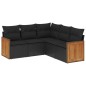 vidaXL Set de muebles de jardín 5 pzas y cojines ratán sintético negro vidaXL Set de muebles de jardín 5 pzas y cojines ratán sintético negro