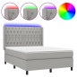 vidaXL Cama box spring colchón y luces LED tela gris claro 140x190 cm vidaXL Cama box spring colchón y luces LED tela gris claro 140x190 cm