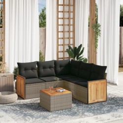 vidaXL Set de muebles de jardín 6 pzas y cojines ratán sintético gris