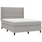 vidaXL Cama box spring colchón y luces LED tela gris claro 140x190 cm vidaXL Cama box spring colchón y luces LED tela gris claro 140x190 cm