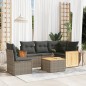 vidaXL Set de muebles de jardín 6 pzas y cojines ratán sintético gris vidaXL Set de muebles de jardín 6 pzas y cojines ratán sintético gris