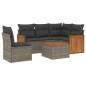 vidaXL Set de muebles de jardín 6 pzas y cojines ratán sintético gris vidaXL Set de muebles de jardín 6 pzas y cojines ratán sintético gris