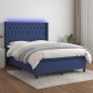 vidaXL Cama box spring colchón y luces LED tela azul 140x200 cm vidaXL Cama box spring colchón y luces LED tela azul 140x200 cm