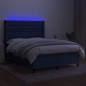 vidaXL Cama box spring colchón y luces LED tela azul 140x200 cm vidaXL Cama box spring colchón y luces LED tela azul 140x200 cm